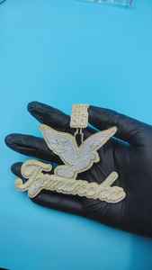 Pendentif personnalisé en moissanite VVS, style 'Iced Out', en argent 925, avec attache 'Birds', pour initiale, lettre ou nom, style 'Rapper' - Product Image 5