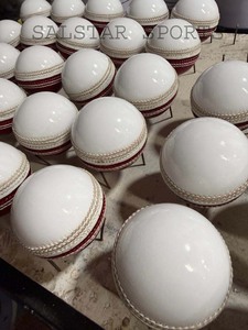 Wholesale Professional <b>Cricket</b> Red <b>White</b> Two Tone Leather Club <b>Cricket</b> Practice Ball 156GM Balls Custom Logo Factory Supply - Product Image 5