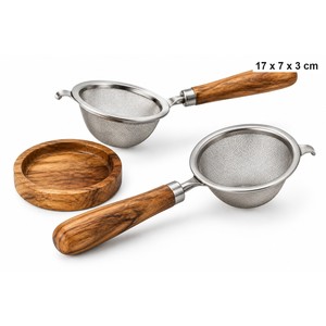Juego de coladores de té de acero inoxidable con mangos de madera de mango, venta al por mayor en India - Product Image 1