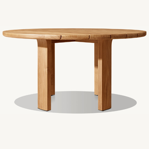 Table en teck en promotion, de forme circulaire, pour salle à manger extérieure, résistante aux intempéries et anti-pourriture. - Product Image 1