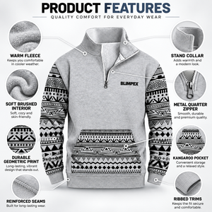 Sudadera Personalizada Unisex con Cierre de Cremallera, Estampado Geométrico, Cuello Alto, Forro Polar, con Logotipo Bordado, Marca Privada OEM - Product Image 5