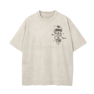 Camisetas Personalizadas Transpirables para Hombre, Lavadas con Ácido, Cuello Redondo, Sin Costuras Visibles, Estampadas, de Algodón Grueso, Tejido de Punto, Talla Grande - Product Image 5