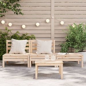 Sofá Modular de Jardín de 3 Plazas, Madera de Pino Natural, Duradero y Elegante - Product Image 3