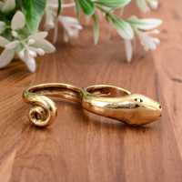 Réglable Double Doigt Gothique Boho Serpent Anneau Vintage En Laiton Déclaration Bijoux Serpent Conception Or Finition À La Mode Reptile