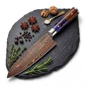 Couteau de chef en acier damas de cuivre de qualité supérieure, forgé à la main, professionnel, finition haute brillance, ambidextre - Product Image 3
