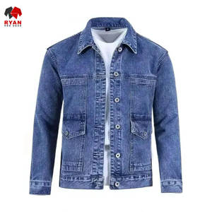 Veste en jean sur mesure de qualité supérieure pour homme, fermeture à boutons avec logo personnalisé, col rabattu - Product Image 3
