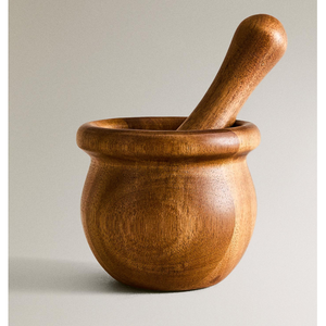 Mortero y pilón de madera ecológicos hechos a mano, herramienta manual para moler en la cocina 129 - Product Image 2