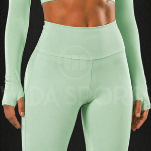 Ensemble de yoga athleisure Wida Sports 2026 pour femme : Leggings évasés taille haute et haut court à manches longues, respirant et extensible, pour l'entraînement et les activités sportives - Product Image 5