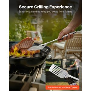 Set di 4 Utensili per Barbecue in Acciaio Inossidabile Resistente, 4 Accessori per Griglia BBQ - Product Image 1