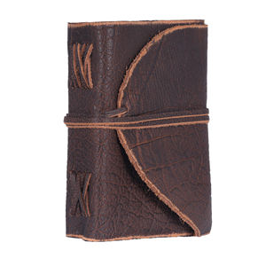 Diario hecho a mano con cubierta de cuero genuino vintage y correa para atar. - Product Image 4