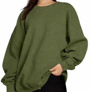 Women Winter Long Oversized Sweatshirt Contemporary Loose Structure Warm Interior Soft Knit Casual <b>Top</b> with Front Logo Option - Product Image 1