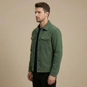 เสื้อแจ็คเก็ตผ้าลูกฟูกสำหรับผู้ชาย เสื้อแจ็คเก็ตเชิ้ตติดกระดุมลำลองทรงเข้ารูป - Product Image 2