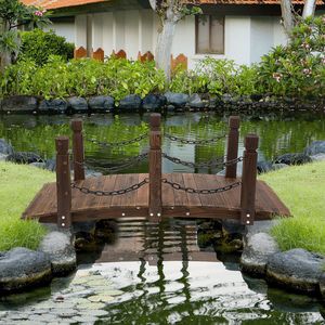 Ponte in legno da 1,5 m con ringhiere in metallo per laghetti e corsi d'acqua - Paesaggistica e decking - Product Image 2