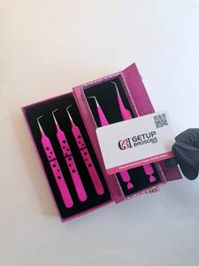 แหนบดึงขนตาปลายแหลมสีชมพูร้อน 45/90 องศา ผลิตจากสแตนเลสเคลือบสีเงิน ป้องกันแม่เหล็ก ป้องกันไฟฟ้าสถิต ปลายเรียบ รูปหัวใจ - Product Image 3