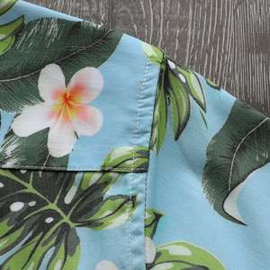 Chemise Hawaïenne Homme Manches Courtes Imprimé Floral Bleu Clair Coton Lin Écologique Séchage Rapide Col Rabattu pour Vacances - Product Image 3