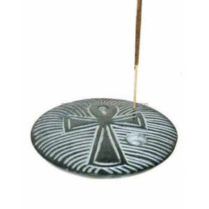 Élégante plaque porte-encens en pierre de savon Ankh, support artisanal pour bâtonnets d'encens, idéal pour la méditation, le yoga et la décoration intérieure - Product Image 4