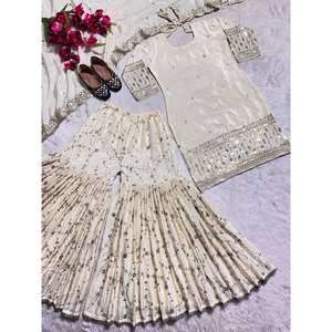 Designer Traditional Muslim <b>Clothing</b> & <b>Accessories</b> Fancy Style Party Wear Top Sharara Dupatta - Product Image 5