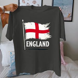 <b>England</b> Women's <b>Tshirt</b> with St George's Cross Print Comfort Fit Casual Style 100% Pure Cotton Knitted Fabric - Product Image 4