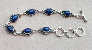 Natural Lapis Lazuli 925 Sterling Silver Adjustable <b>Bracelet</b> Natural Gemstone Jewelry Elegant <b>Boho</b> <b>Bracelet</b> for Women Men Gift - Product Image 4