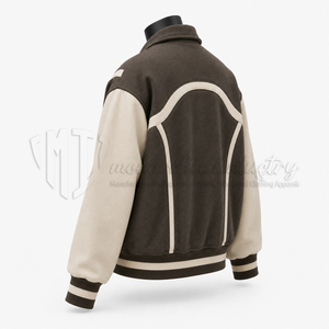 Chaqueta Bomber Varsity Premium Estilo Universitario, Diseño Color Block Vintage de Béisbol, Mezcla de Lana, Estilo Casual Urbano, Resistente al Viento - Product Image 4