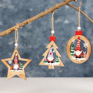 Export Quality Painted Wooden <b>Tree</b> Pendant Ornaments for <b>Christmas</b> Outdoor Decorations Garden <b>Tree</b> Hanging Decor For Sale - Product Image 2