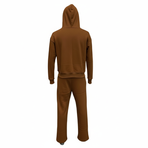 Custom Eco-Friendly Unisex Sweat Jogger Stacked Pants Set <b>Tracksuits</b> for men custom embriodry logo 100% cotton fleece 450gsm - Product Image 6