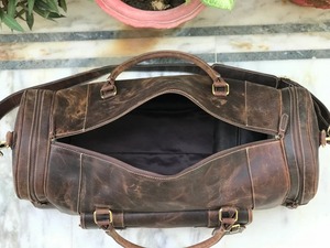 กระเป๋าเดินทางหนังแท้จากโรงงานผู้ผลิต น้ำหนักเบา พกพาสะดวก สไตล์เรโทร ขนาดใหญ่ จุของได้เยอะ ใช้เป็นกระเป๋าถือขึ้นเครื่องได้ - Product Image 4