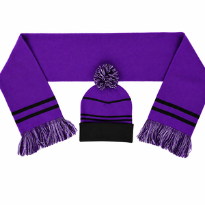 Conjunto de Gorro y Bufanda de Invierno Unisex, Gorro de Punto Cálido con Pompón y Bufanda con Flecos a Juego, Gorros Deportivos Acrílicos Cálidos para Invierno - Product Image 1