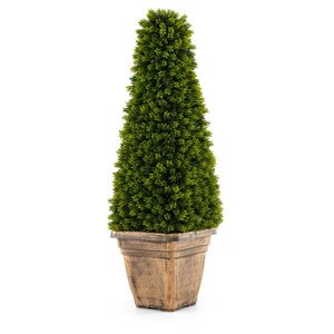 Albero di Bosso Artificiale Topiario 3 Piedi con Vaso in Cemento - Product Image 1
