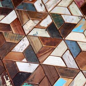 Ensemble de 3 tables basses multicolores en bois recyclé massif - Product Image 6