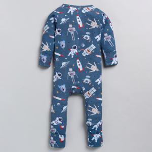 Ropa de bebé con estampado de explorador espacial con cremallera de elastano de bambú de calidad superior - Product Image 3