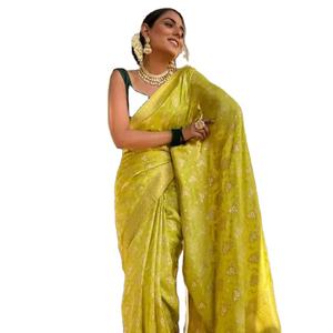 Hermosa seda suave y seda Balaton con Kanjivaram y algodón suave con Jari Work Varanasi Sari - Product Image 1