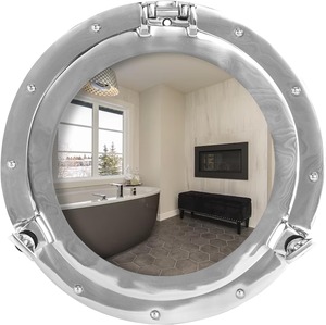 Miroir mural rond en aluminium de qualité supérieure, style nautique côtier, pour la décoration intérieure, disponible à la vente - Product Image 3