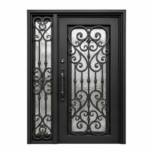 Traditional Wrought Iron Entry Door With Ornate Design Exterior Anti-Theft Manual <b>Swing</b> Metal Front Door Finished Surface - Product Image 1