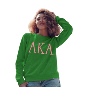 Sudadera Universitaria AKA con Cuello Redondo, Bordado Verde y Rosa de Pakistán, Sudadera Personalizada para Hermandades Griegas - Product Image 1