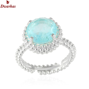 High quality gemstone handmade <b>rings</b> 925 sterling <b>silver</b> Doublet aqua-marine quartz gemstone texture <b>ring</b> - Product Image 1