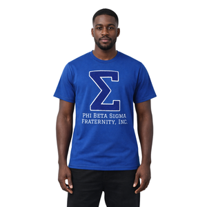 T-shirt en chenille Phi Beta Sigma Big Sigma bleu royal pour homme, tissu de qualité supérieure, coupe confortable, vêtements de fraternité grecque, tenue décontractée - Product Image 1