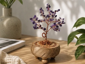 Décoration de table pour bureau à domicile Crystal Tree, motif floral fait main, forme ronde, éclats de pierre naturelle Rajasthan Radheya Global - Product Image 4