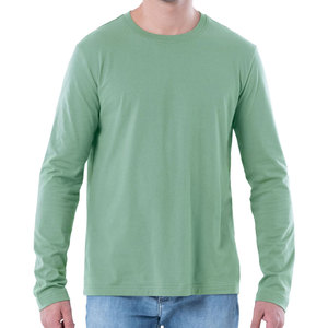 Camiseta de manga larga para hombre, informal, de color sólido, transpirable, con logotipo frontal tejido, de secado rápido, antibacteriana y elegante. - Product Image 4