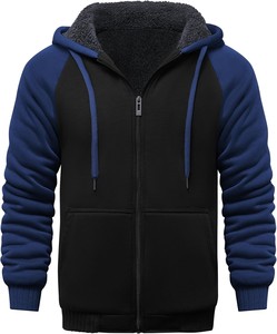 Sudadera con Capucha para Hombre, Color Gris Azulado, Corte Regular, Forro Polar, Cierre de Cremallera, Estilo Casual, Ropa de Invierno, Diseño Tejido de Color Sólido, ODM OEM - Product Image 2