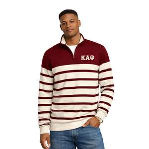 Maglione a Righe con Zip a Quarto Kappa Alpha Psi, Abbigliamento per Fraternità Greca con Design Classico, Comfort Premium e Stile Senza Tempo - Product Image 1