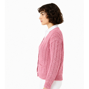 Women Crew Neck Cardigan Long Sleeve <b>Knitted</b> <b>Sweater</b> Winter Solid Color Button Front Regular Fit 100% Acrylic Casual High Street - Product Image 1