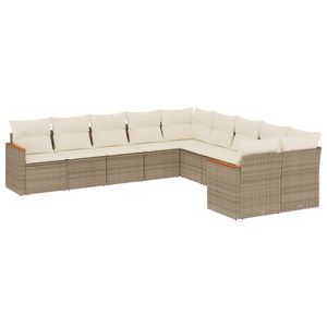 Set di divani da giardino beige con rattan PE resistente ai raggi UV e cuscini in schiuma ad alta densità, design contemporaneo - Product Image 4