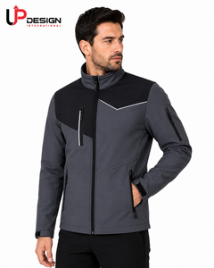 Veste softshell grise pour homme, personnalisée, imperméable, coupe-vent, doublée de polaire, pour la randonnée en plein air, vêtements de travail, veste tactique avec logo - Product Image 4