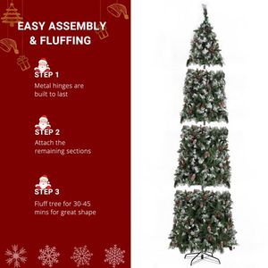 Albero di Natale a Forma di Matita 2,7m in PVC Verde con 460 Luci, 8 Modalità, 1298 Rami Bianchi, Luci Automatiche a Colori Caldi - Product Image 4