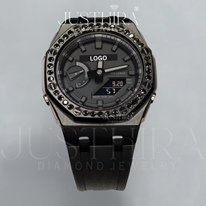 Montre-bracelet en diamant moissanite noir VVS de haute qualité, très demandée, G-Sh0ck, montre en diamant premium pour hommes, prix usine. - Product Image 4