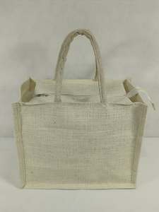 Sac fourre-tout en jute avec fermeture éclair supérieure, grand sac réutilisable en toile de jute pour mariage et courses, longues poignées tissées - Product Image 1