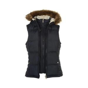 Gilet matelassé violet pour femme, sans manches, fermeture éclair, léger, couleur unie, tissu tissé - Product Image 4