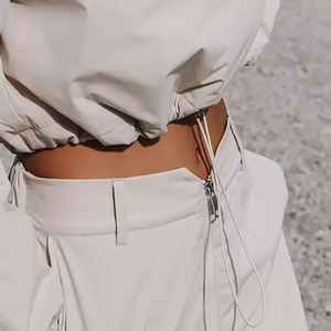 Chaqueta Deportiva para Mujer, Ligera, Holgada, con Media Cremallera, Top Corto con Cordón Ajustable, Manga Larga, Protección Solar, para Correr, Yoga y Entrenamiento - Product Image 4