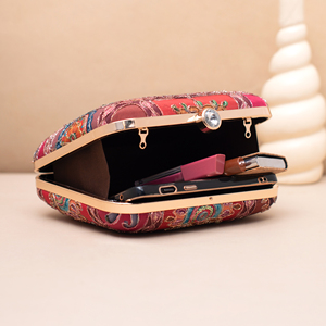 Royal <b>Red</b> Heritage Peacock Embroidered Clutch Bag Elegant Designer Evening <b>Purse</b> for Women Events - Product Image 3